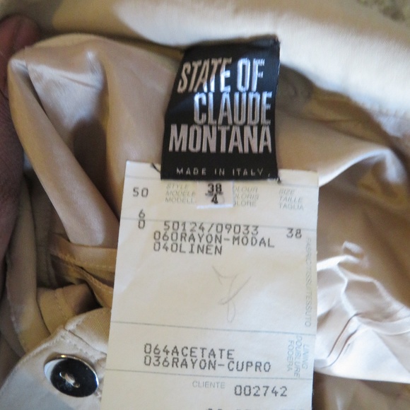 STATE OF CLAUDE MONTANA BEIGE A-LINE SKIRT 4* - Picture 8 of 8